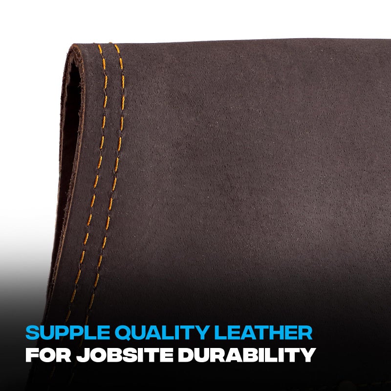 OX Tools Top Grain Leather Electrician Tool Pouch with Contrast Stitching, Rivets, and Electrical Tape Holder | 10 Pockets for Electrician | 3" Belt Loop OX-P263402-FBA - Image 2